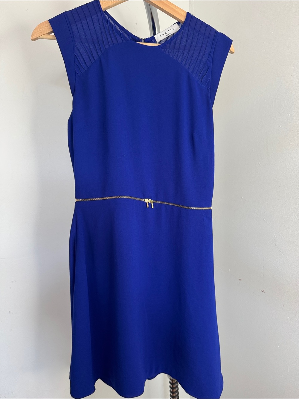 Sandro Cobalt Blue Dress with Gold Trim
Size EU 1